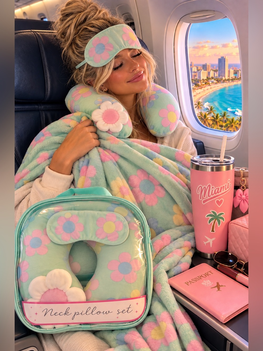 Flower Travel Neck Pillow Set